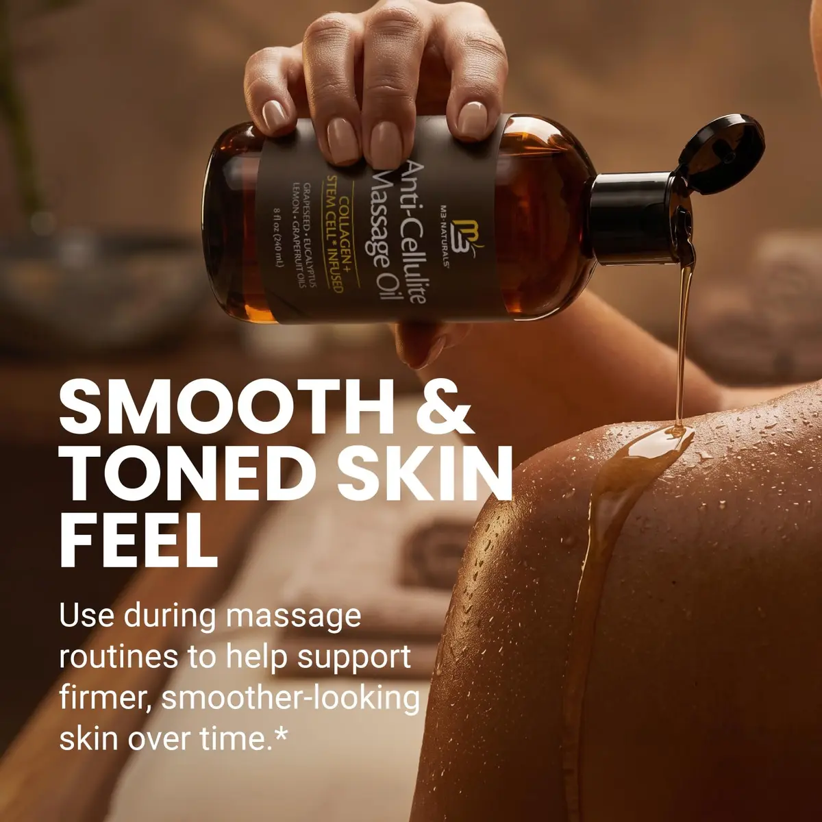 M3 Naturals Anti Cellulite Oil & Lymphatic Drainage Massager Kit | 8 fl oz (237 ml) | Smoother Skin - view 9