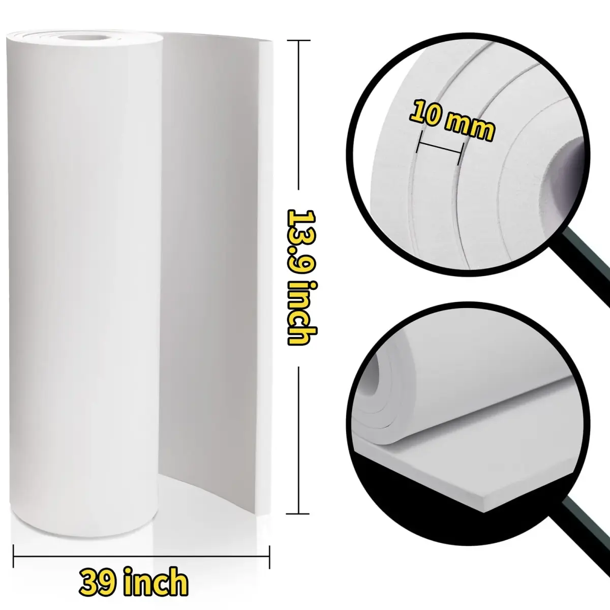 MEARCOOH White EVA Foam Sheets Roll 10mm Thick (99cm x 35.5cm) | Premium Craft Foam for Cosplay & Costumes - view 2