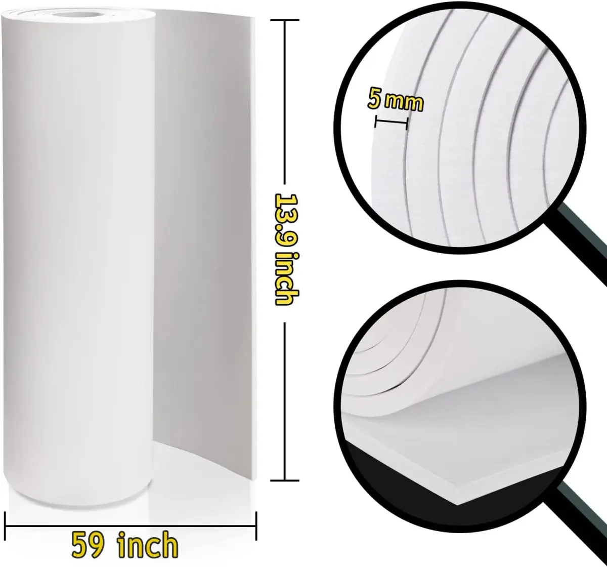 MEARCOOH White EVA Foam Sheets Roll 5mm Thick (150cm x 35.5cm) | Premium Cosplay Craft Foam for Beginners - view 2