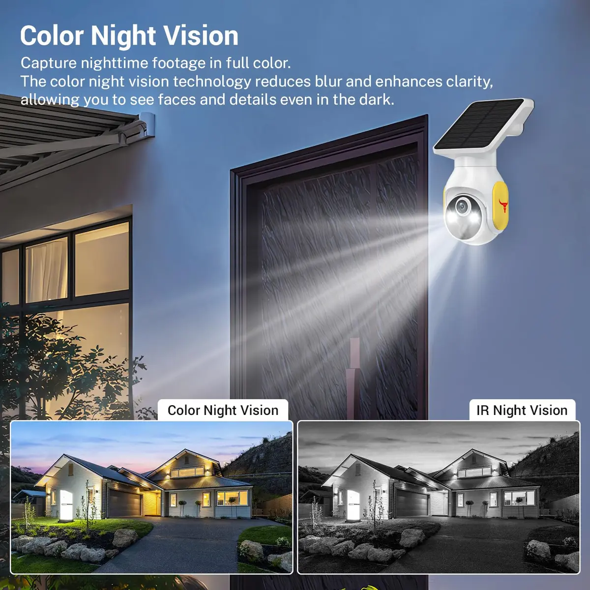 FameVibe 1080p Solar Security Camera with 5200mAh Battery & Solar Panel | AI Human Detection, 2-Way Audio, Color Night Vision, 355° Pan & 90° Tilt - view 6