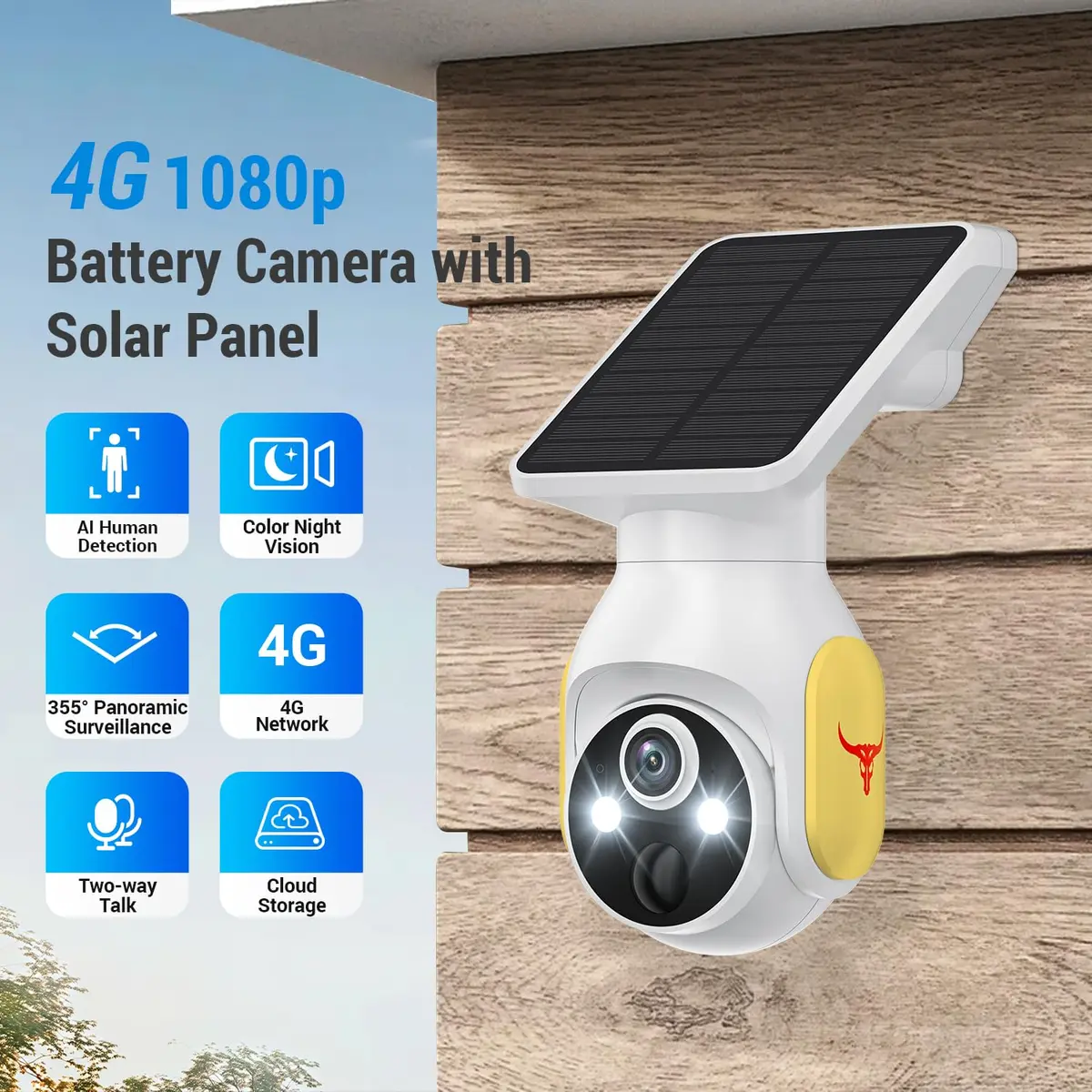 FameVibe 1080p Solar Security Camera with 5200mAh Battery & Solar Panel | AI Human Detection, 2-Way Audio, Color Night Vision, 355° Pan & 90° Tilt - view 2