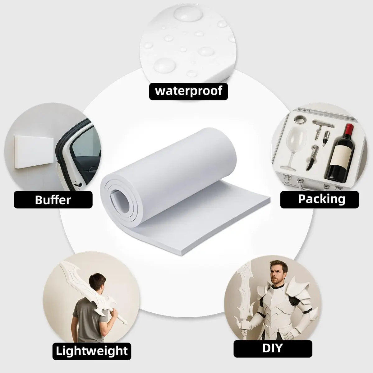 MEARCOOH White EVA Foam Cosplay Sheet Roll 1.5 cm (0.59 in) | Premium Craft Foam for Costumes - view 7