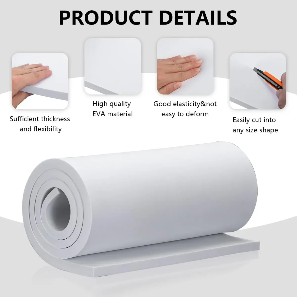 MEARCOOH White EVA Foam Cosplay Sheet Roll 1.5 cm (0.59 in) | Premium Craft Foam for Costumes - view 3