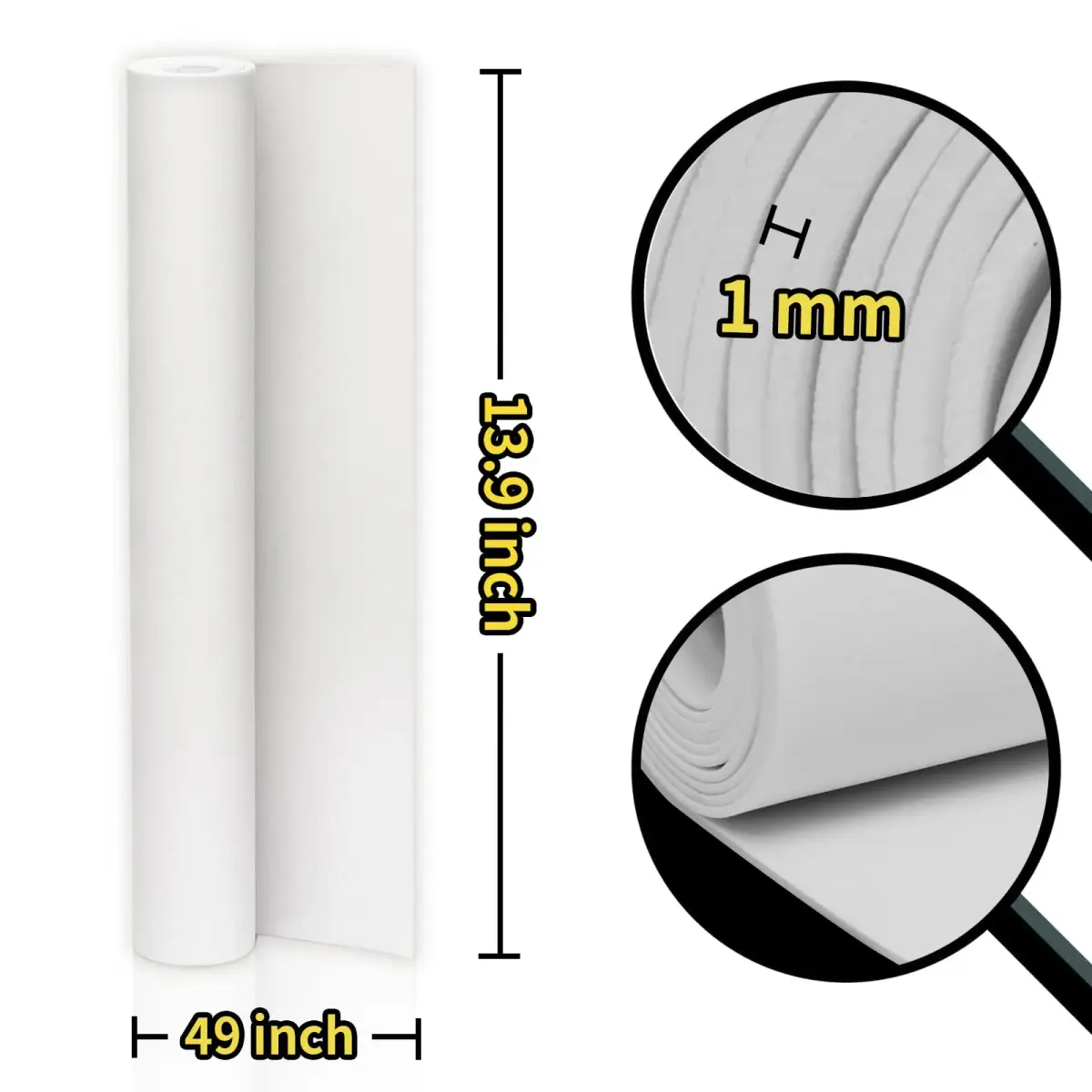 MEARCOOH 1mm Thick White EVA Foam Cosplay Sheets Roll, 3-Pack 34.3cm x 124.5cm (13.5" x 49") | Premium Craft Foam for Cosplay - view 2