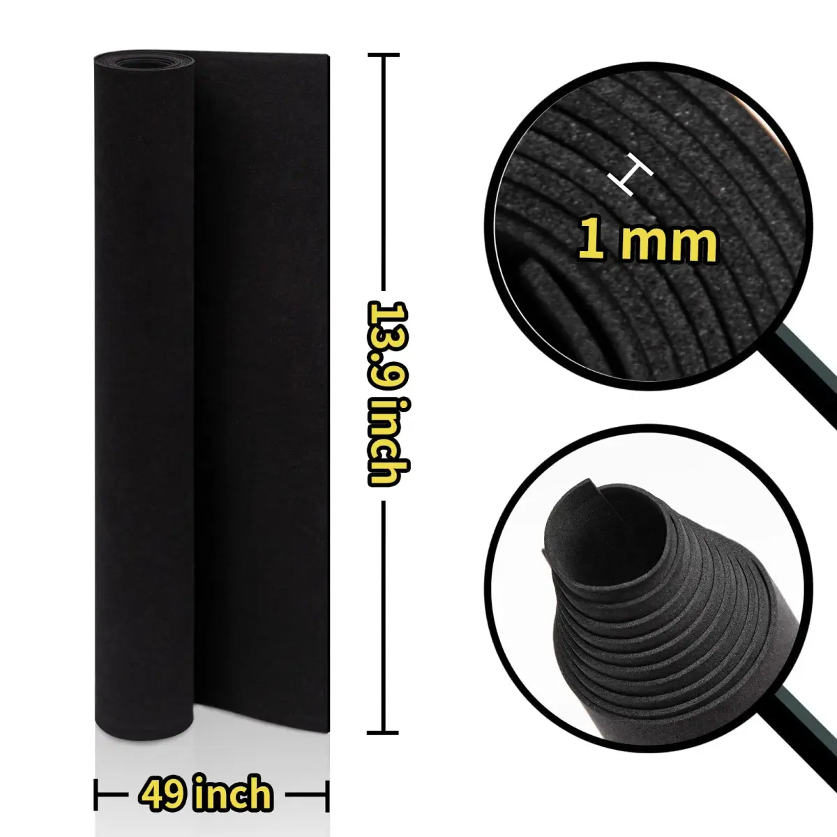 MEARCOOH Black Foam Sheet 1mm x 34cm x 124.5cm (1.3" x 49") | Premium EVA Craft Foam for Cosplay - view 2