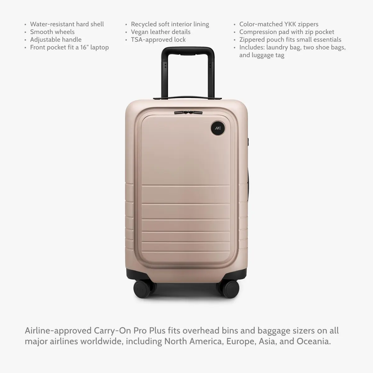 Monos Carry-On Pro Plus 23" | Hardside Spinner, TSA Lock, 360° Wheels, Airline-Approved, Rose Quartz - view 6