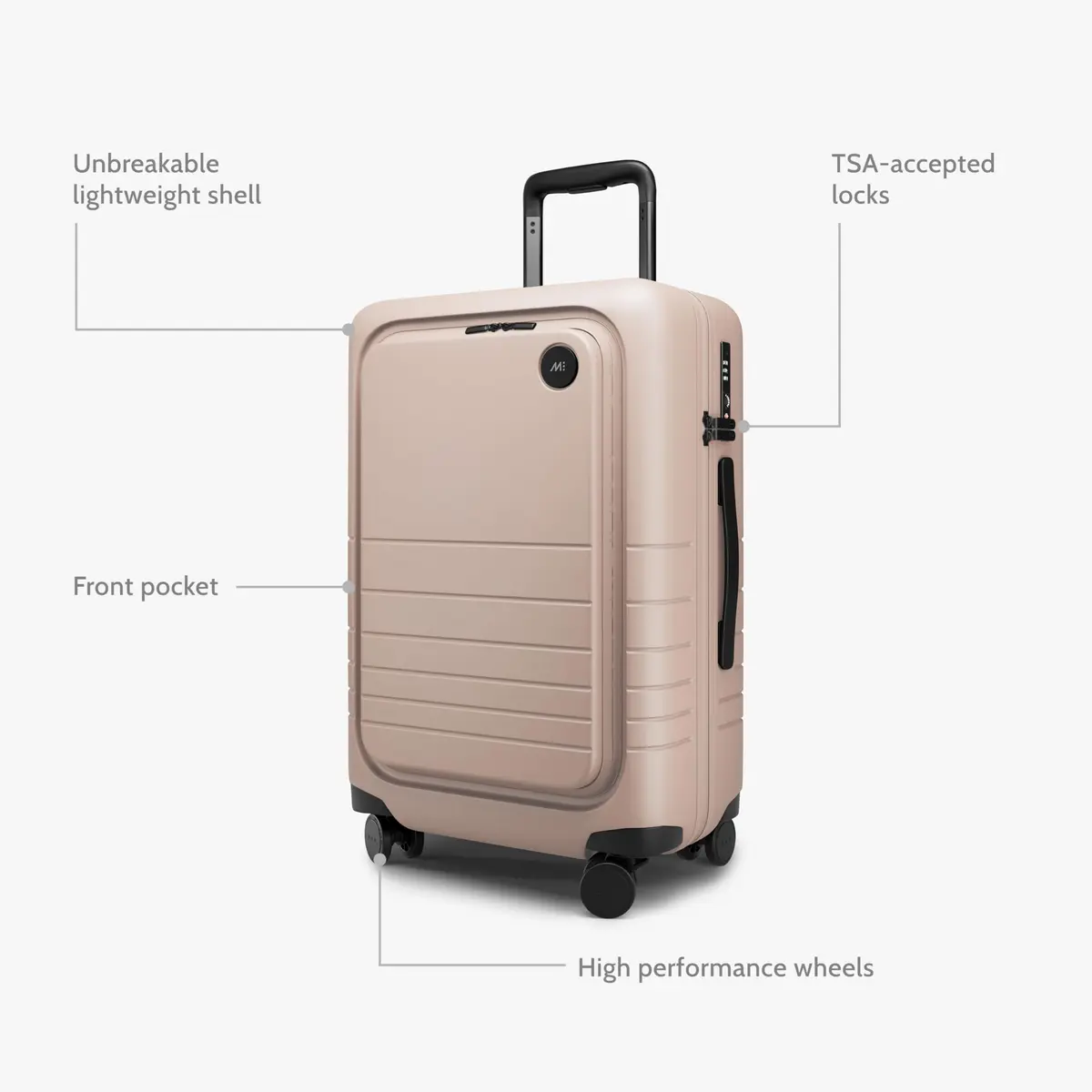 Monos Carry-On Pro Plus 23" | Hardside Spinner, TSA Lock, 360° Wheels, Airline-Approved, Rose Quartz - view 4