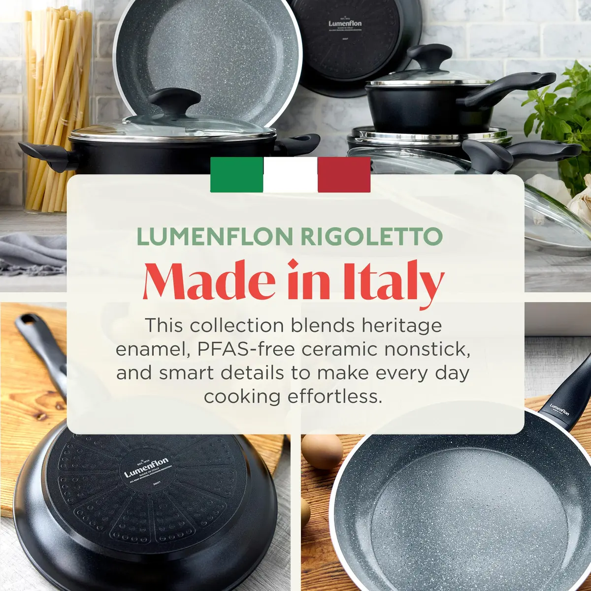Lumenflon Rigoletto 9.5” Nonstick Frying Pan Skillet | Italian Craftsmanship & Induction Ready - view 2
