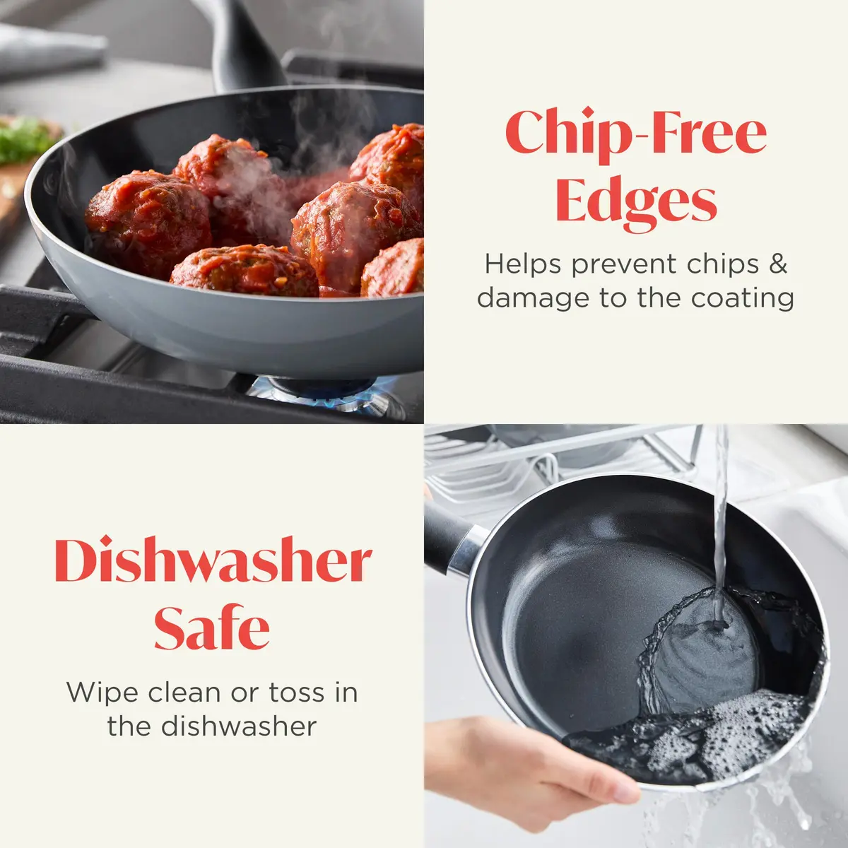 Lumenflon Deco 11” Nonstick Frying Pan Skillet | Italian Made, PFAS-Free, Dishwasher & Metal Safe, High Walls, Gray - view 5