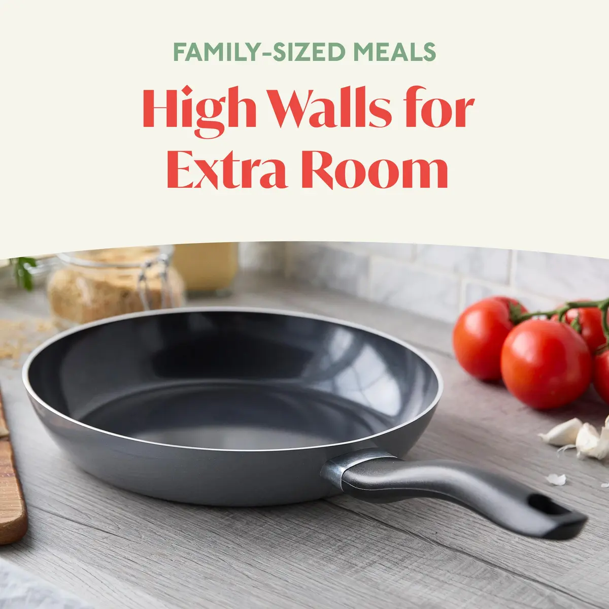 Lumenflon Deco 11” Nonstick Frying Pan Skillet | Italian Made, PFAS-Free, Dishwasher & Metal Safe, High Walls, Gray - view 3