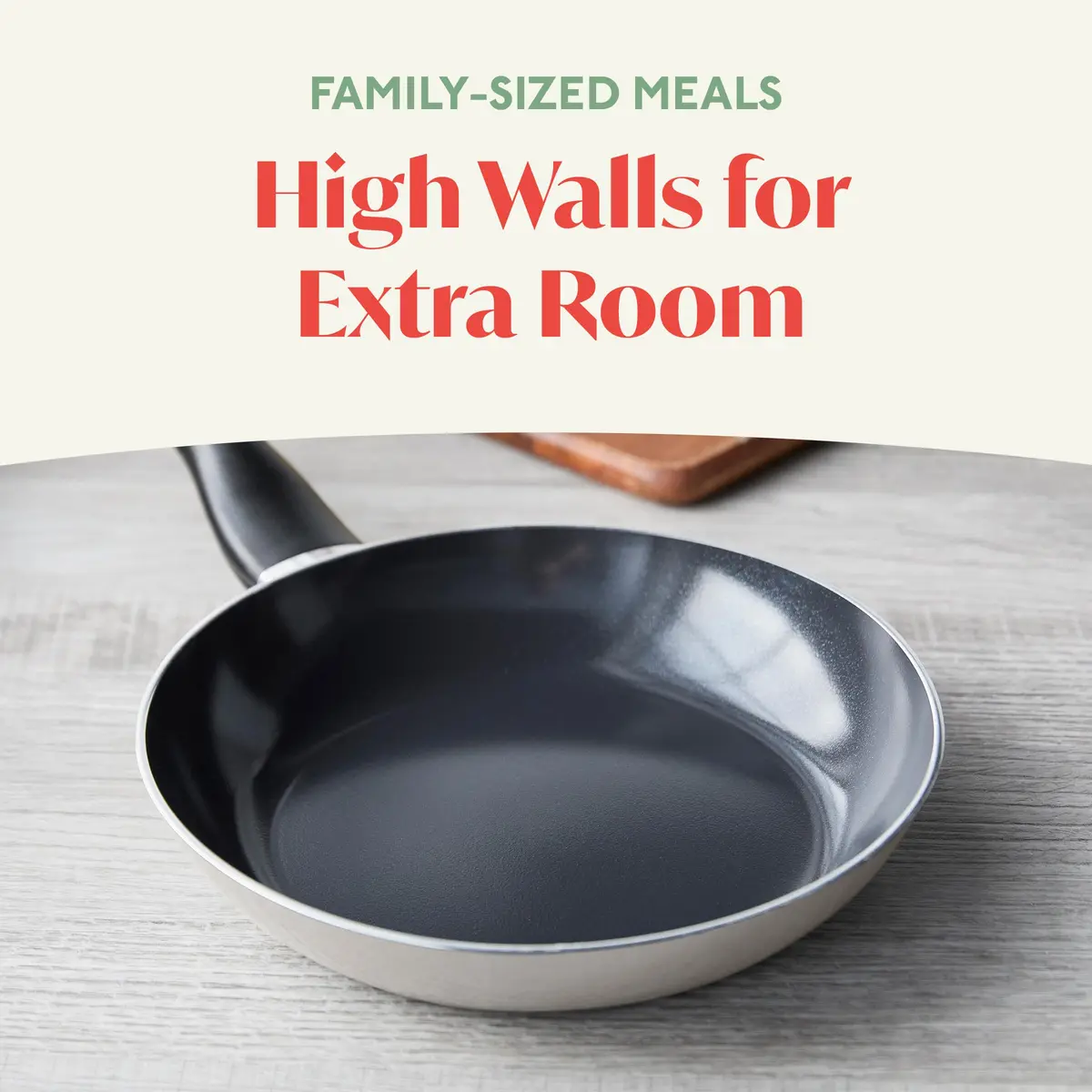 Lumenflon Deco 9.5” Nonstick Frying Pan Skillet | Italian Made, PFAS-Free, Dishwasher & Metal Safe, High Walls, Taupe - view 3