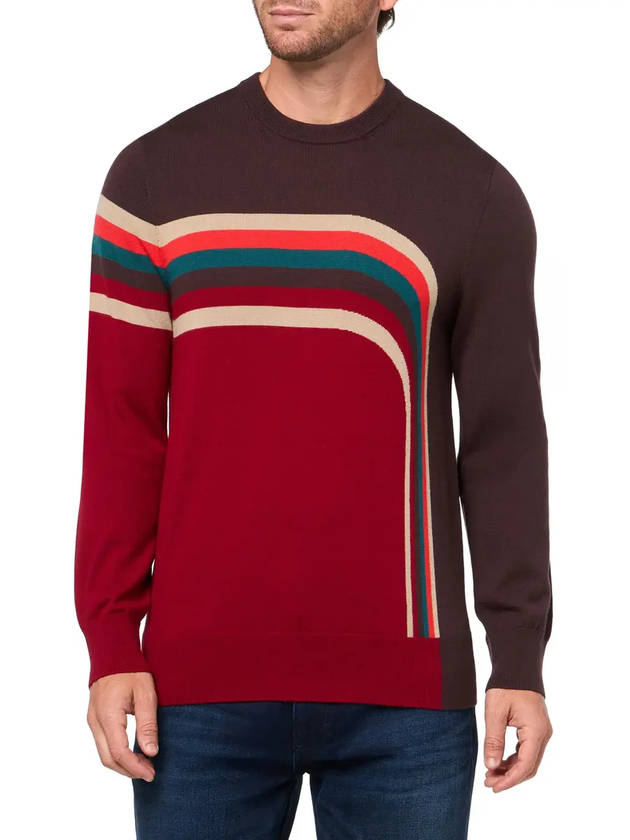 Mr Turk Men's Crewneck Sweater, Multi | Classic Fit, Lightweight Merino Wool - main product image