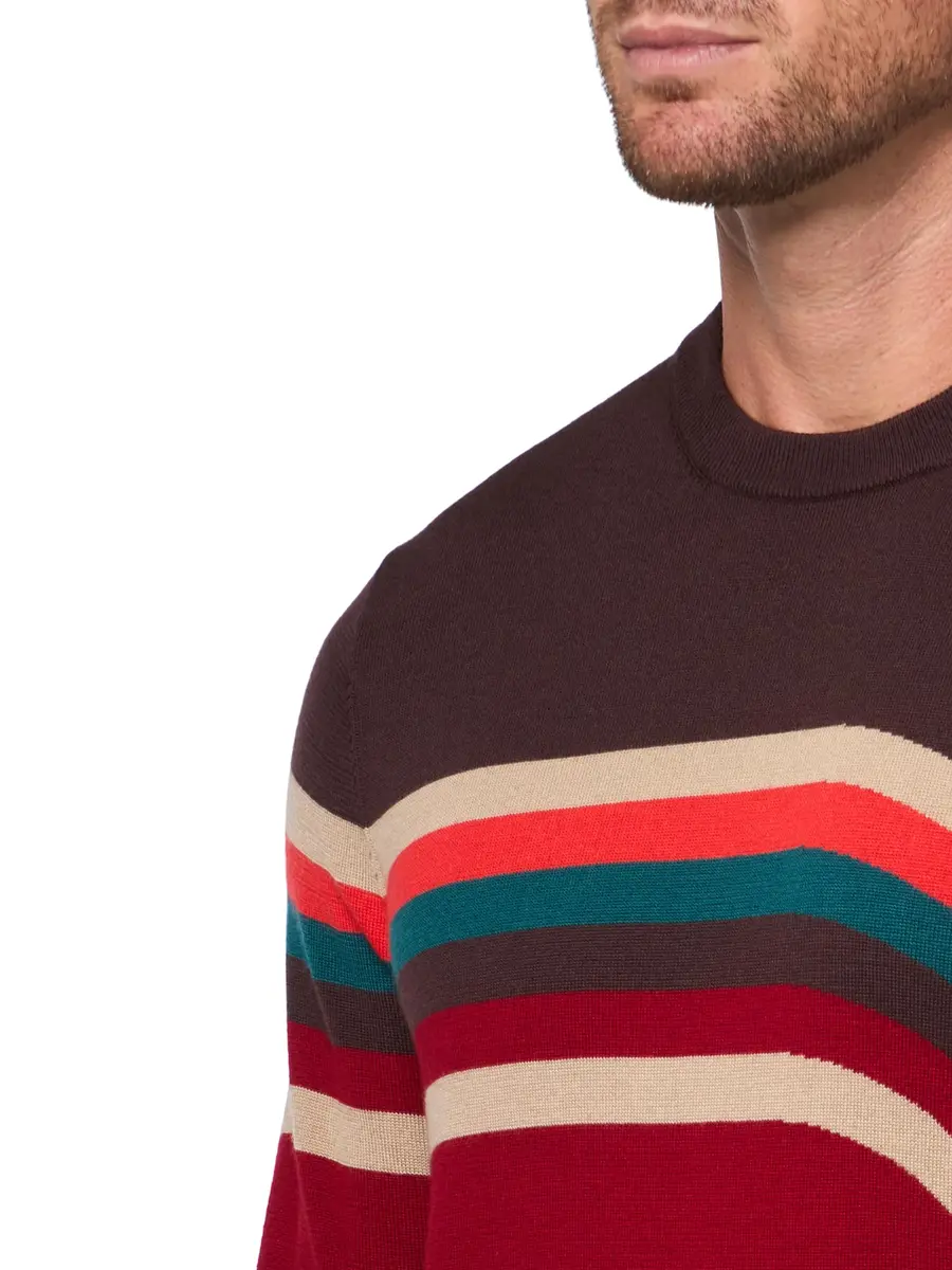 Mr Turk Men's Crewneck Sweater, Multi | Classic Fit, Lightweight Merino Wool - view 3