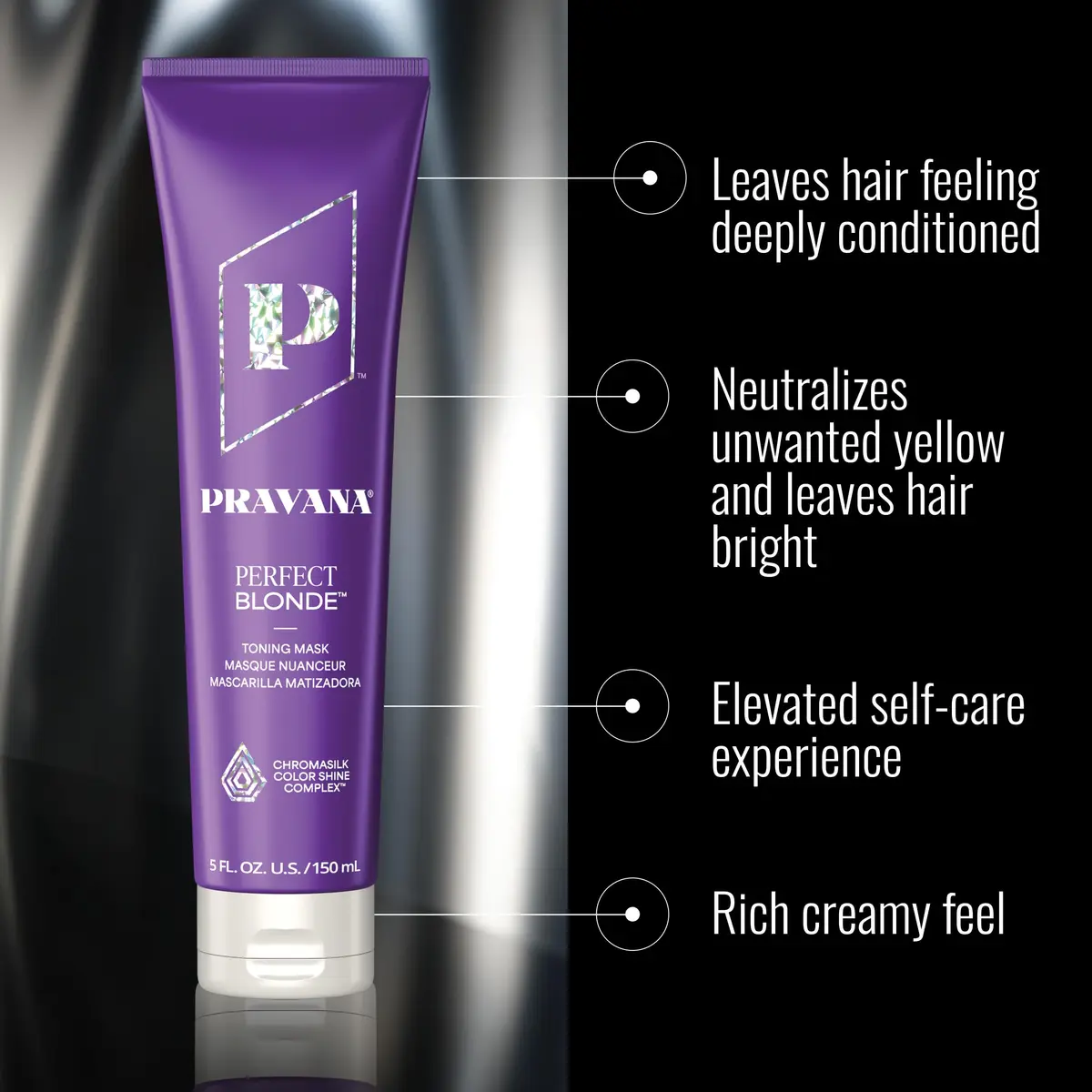 Pravana The Perfect Blonde Purple Toning Masque Treatment | Neutralizes Brassiness & Adds Shine (105 words) - view 2
