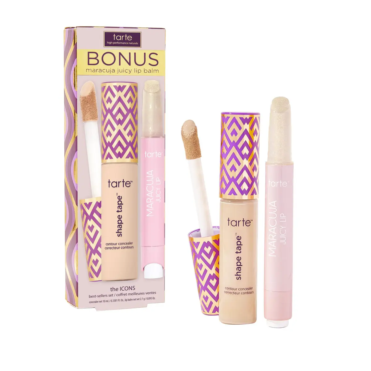 tarte icons shape tape concealer & maracuja juicy lip duo – Full Coverage Concealer with Hydrating Nourishing Lip Gloss Balm, Vegan & Cruelty-Free, full size, 16N fair-light neutral & sunflower - main product image