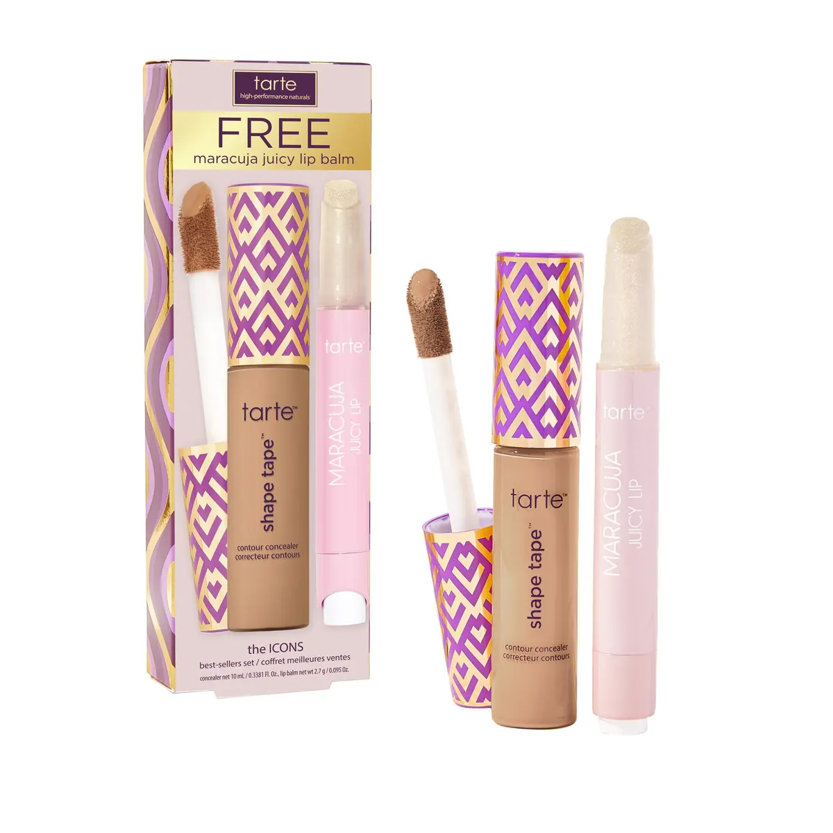 tarte icons shape tape concealer & maracuja juicy lip duo – Full Coverage Concealer with Hydrating Nourishing Lip Gloss Balm, Vegan & Cruelty-Free, full size, 42S tan sand & sunflower | Hydrating & Longwear - main product image