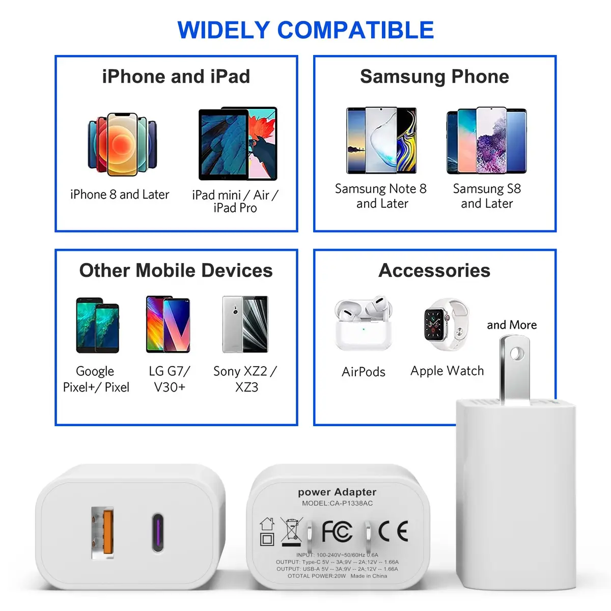 iGENJUN 4 Pack USB C Charger Block 20W Dual Port | Fast Charging for iPhone & Android - view 5