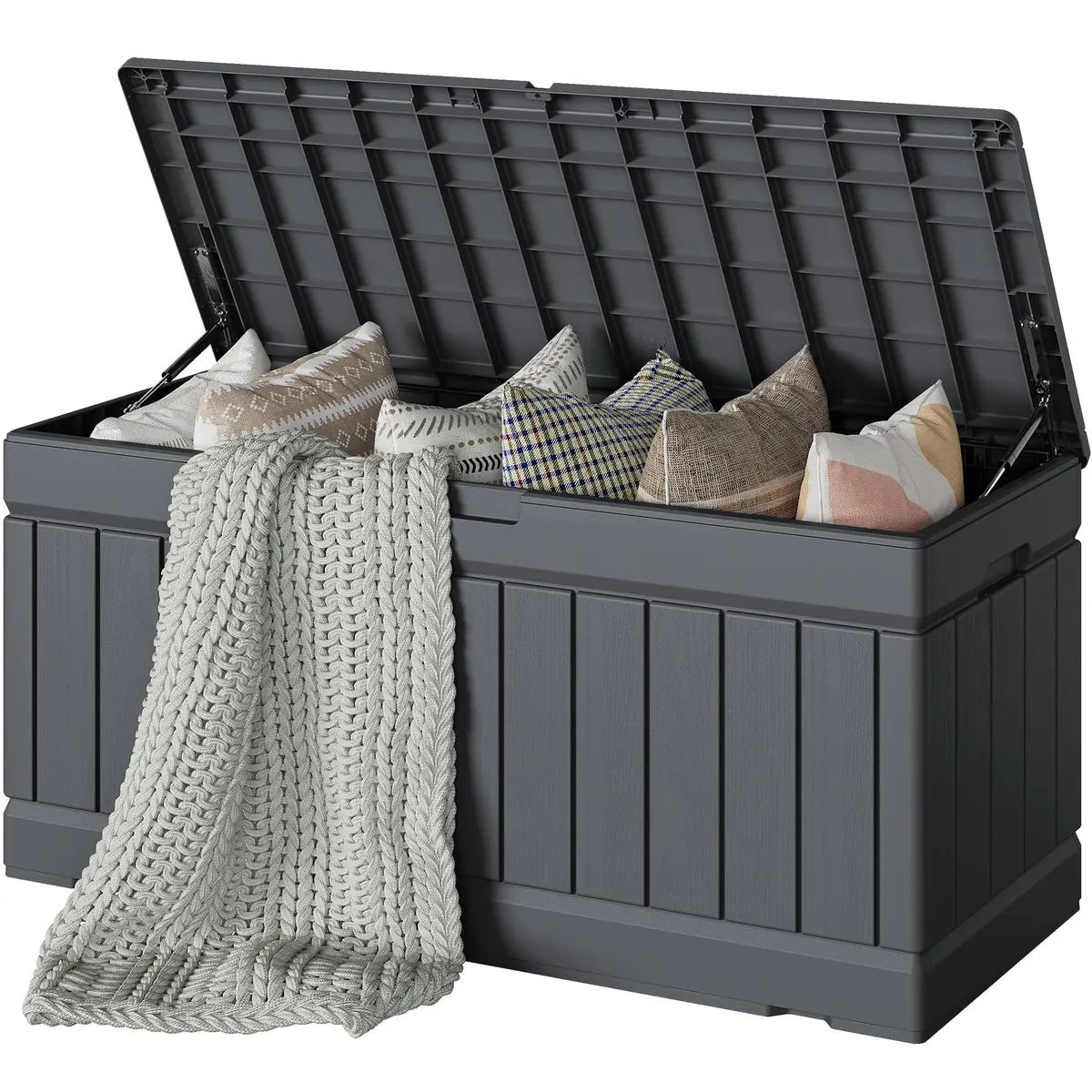 Devoko 78 Gallon Deck Box Waterproof Resin Outdoor Storage Bench with Lockable Lid - main product image