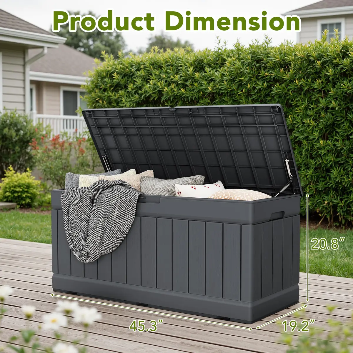 Devoko 78 Gallon Deck Box Waterproof Resin Outdoor Storage Bench with Lockable Lid - view 4