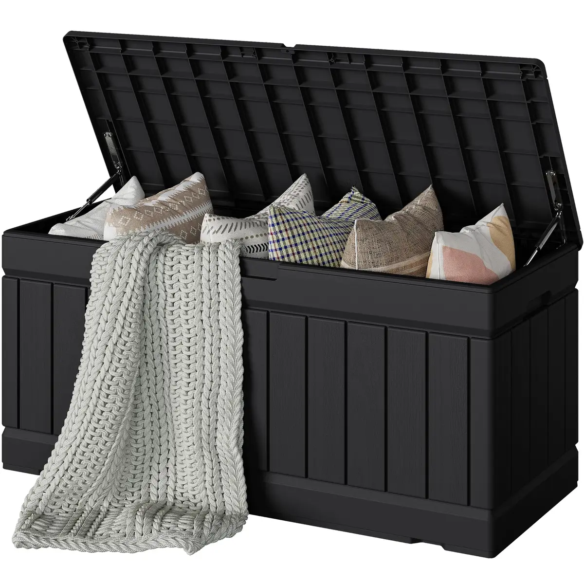 Devoko 78 Gallon Deck Box Waterproof Resin Outdoor Storage Bench with Lockable Lid - main product image