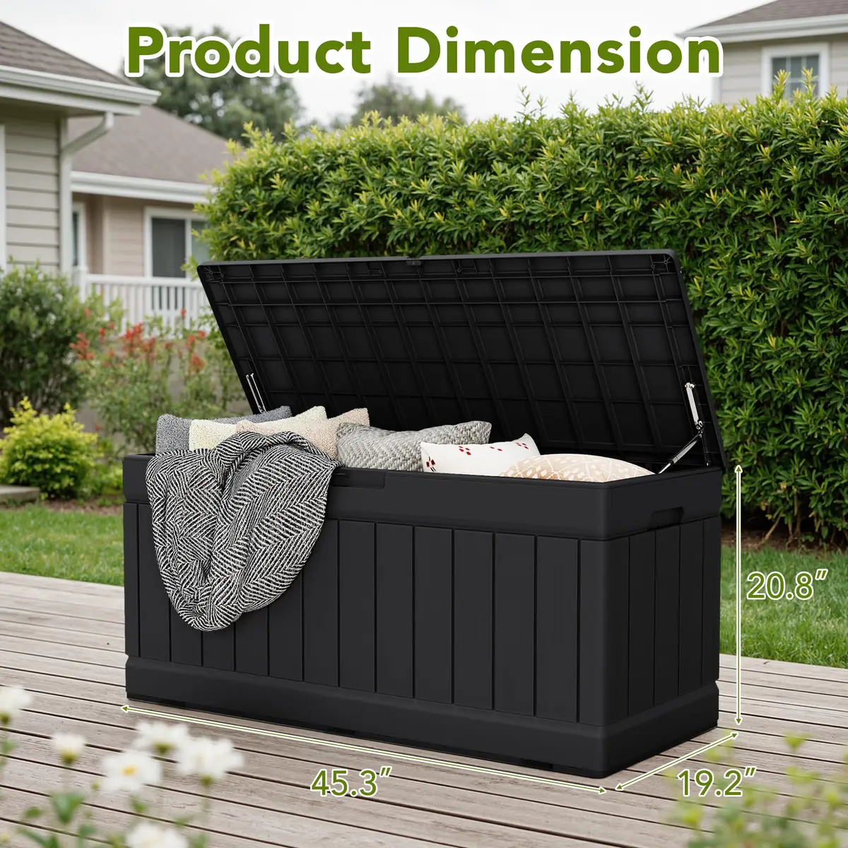 Devoko 78 Gallon Deck Box Waterproof Resin Outdoor Storage Bench with Lockable Lid - view 4