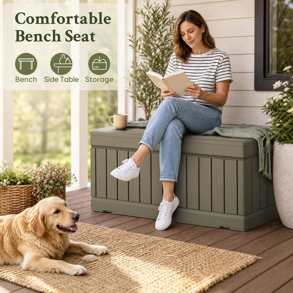 Devoko 78 Gallon Deck Box Waterproof Resin Outdoor Storage Box | Large Capacity with Lockable Lid (70-120 chars) - view 5