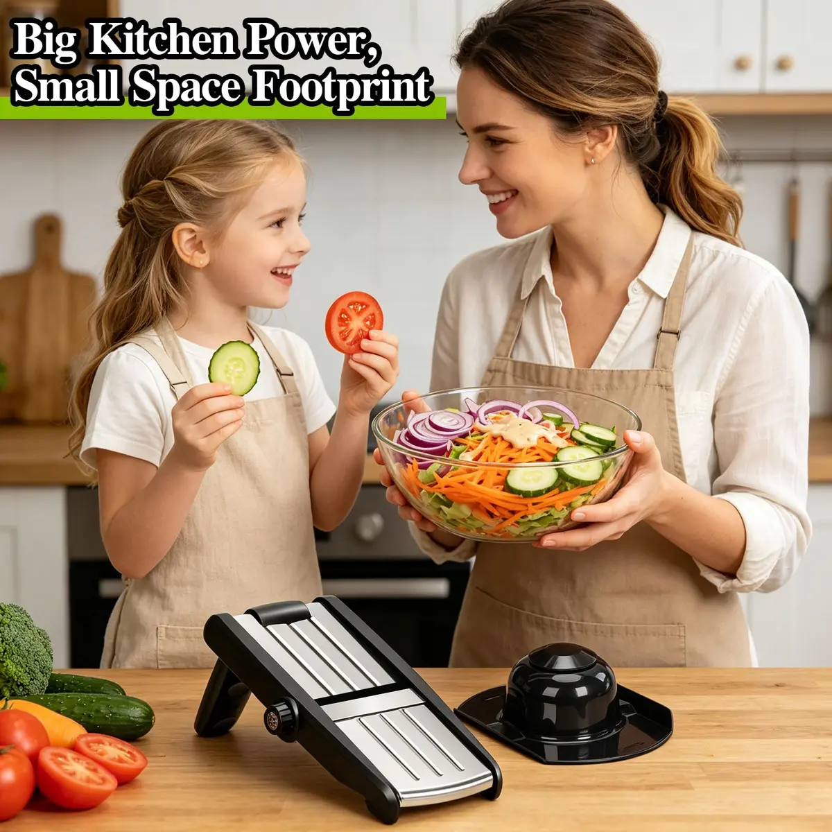 MASTERTOP 5-in-1 Mandoline Slicer with Adjustable Blades & Safety Guard | 23cm (9.25") Length - view 6