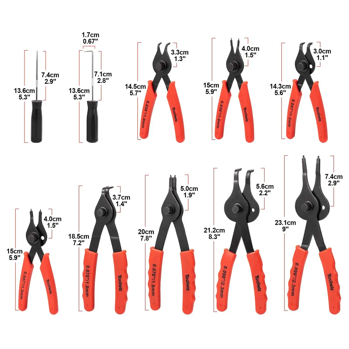 Toolwiz Snap Ring Pliers Set, 10 Pcs | Heavy Duty Circlip & Retaining Ring Tools for Automotive & DIY - view 7
