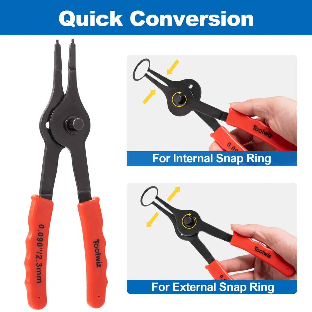 Toolwiz Snap Ring Pliers Set, 10 Pcs | Heavy Duty Circlip & Retaining Ring Tools for Automotive & DIY - view 3