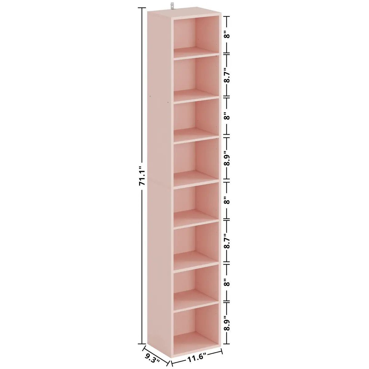 IRONCK Tall Narrow Bookshelf 8 Tiers | Compact Corner Floor Standing Storage 71 in Tall - view 5