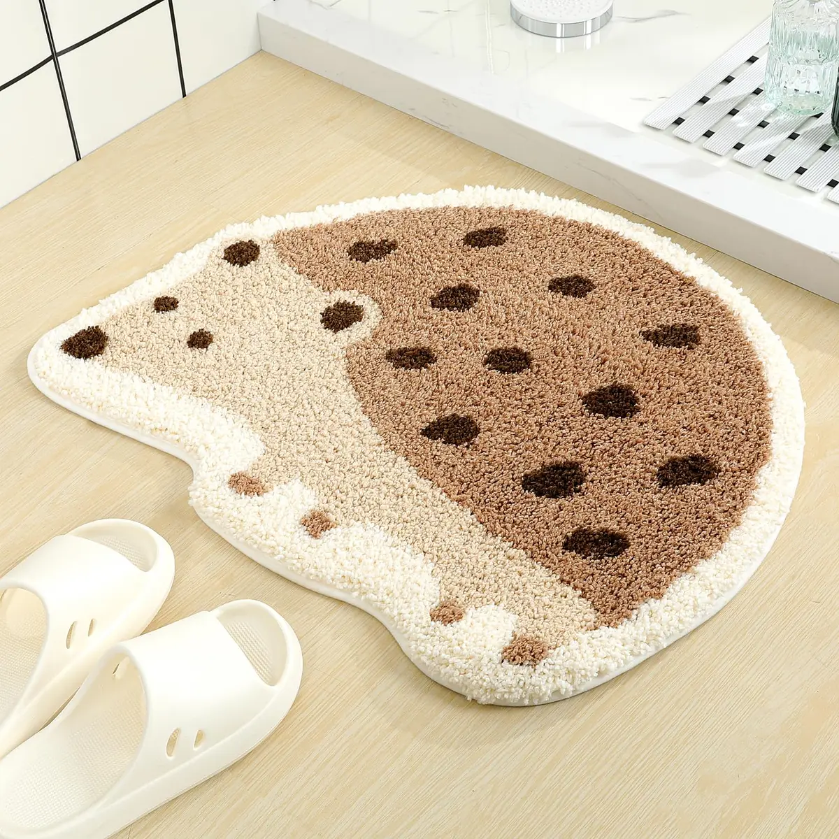 Molesun Hedgehog Bath Mat 20x28 inches | Soft Absorbent Microfiber Bath Rug with Non-Slip TPR Backing - view 2