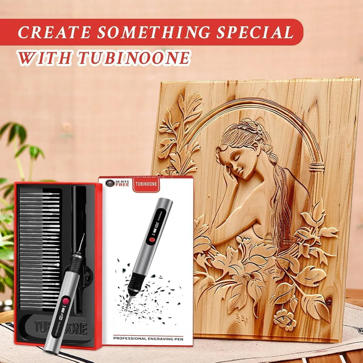 TUBINOONE Engraving Pen Silver | Cordless Portable Art & DIY Tool for Surfaces - view 3