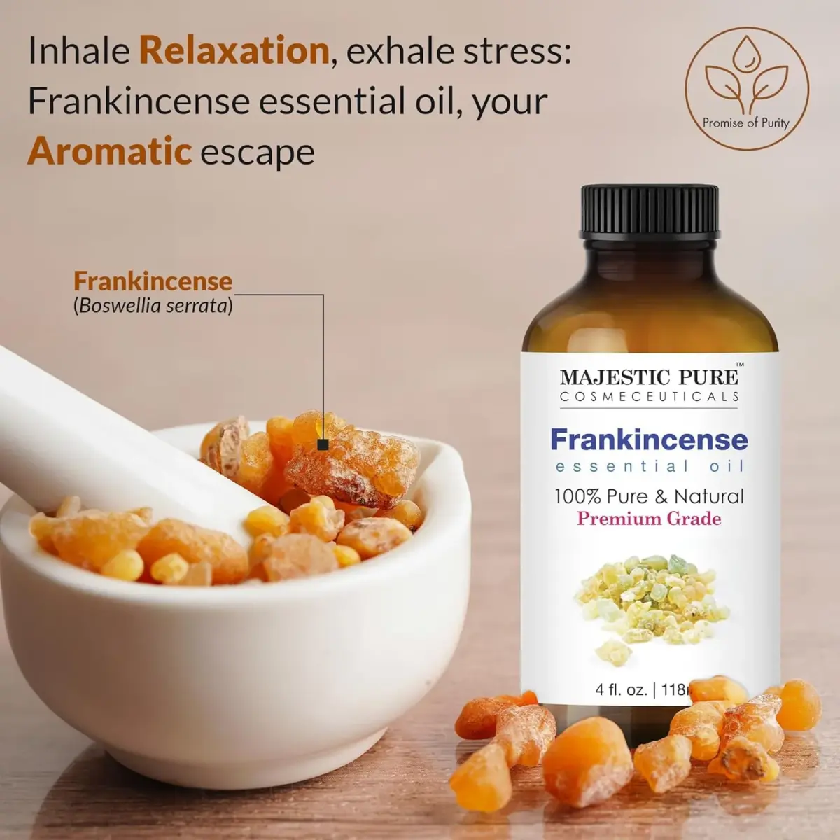 Majestic Pure Frankincense Essential Oil for Diffuser - 236ml (8 Fl Oz) | Pure & Natural, Lab Tested - view 4