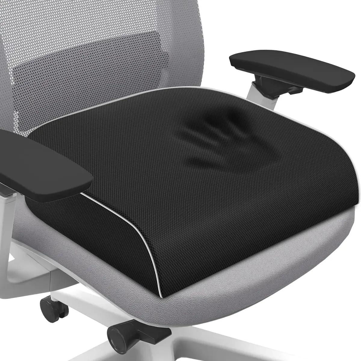 SweetSlubr Memory Foam Seat Cushion XL Black | Ergonomic Tailbone Pain Relief Pad - main product image