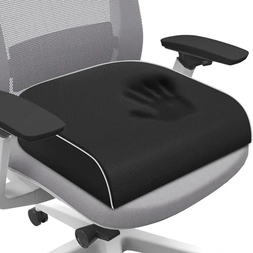 SweetSlubr Black Memory Foam Tailbone Pain Relief Seat Cushion X-Large | Ergonomic Design for Office Chairs, Cars, Airplanes - main product image