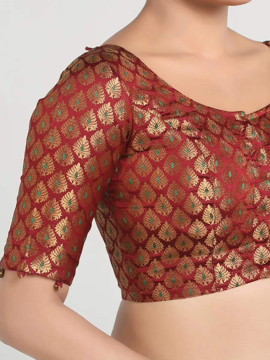 Madhu Fashion Brocade Saree Blouse 34 | Elegant, Non-Padded, Cotton Lined - view 4