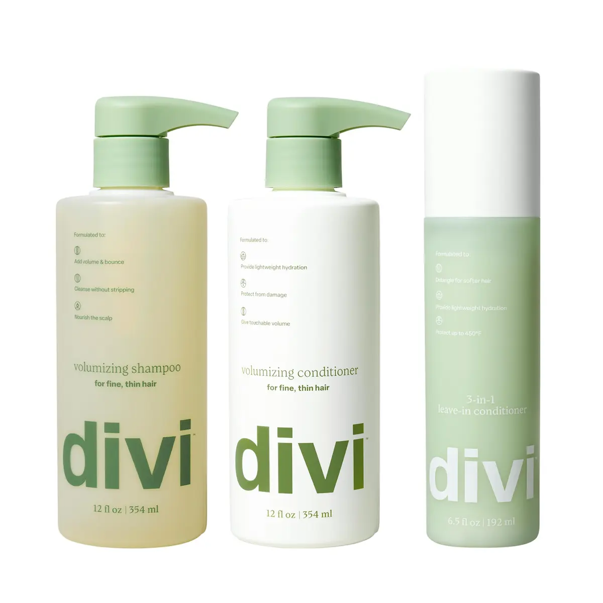 divi Wash Day Essentials Set | Volumizing Shampoo, Conditioner & Leave-In for Fine & Thinning Hair - main product image