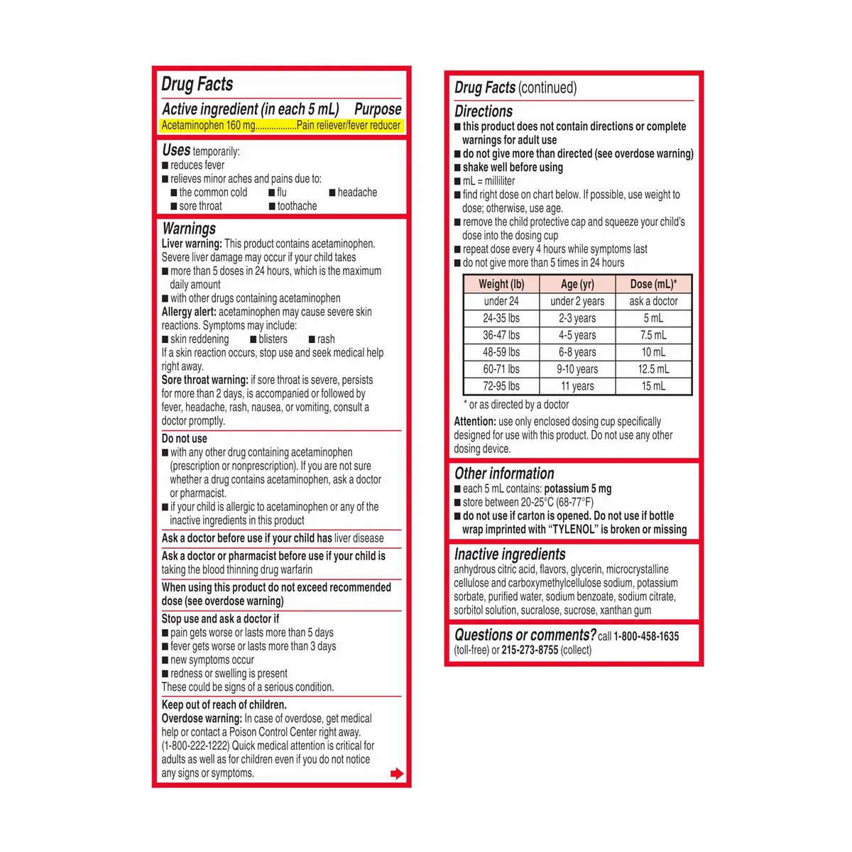 Tylenol Children's Acetaminophen Oral Suspension 4 fl. oz | Natural Apple Flavor, Safe for Kids 2-11 - view 9