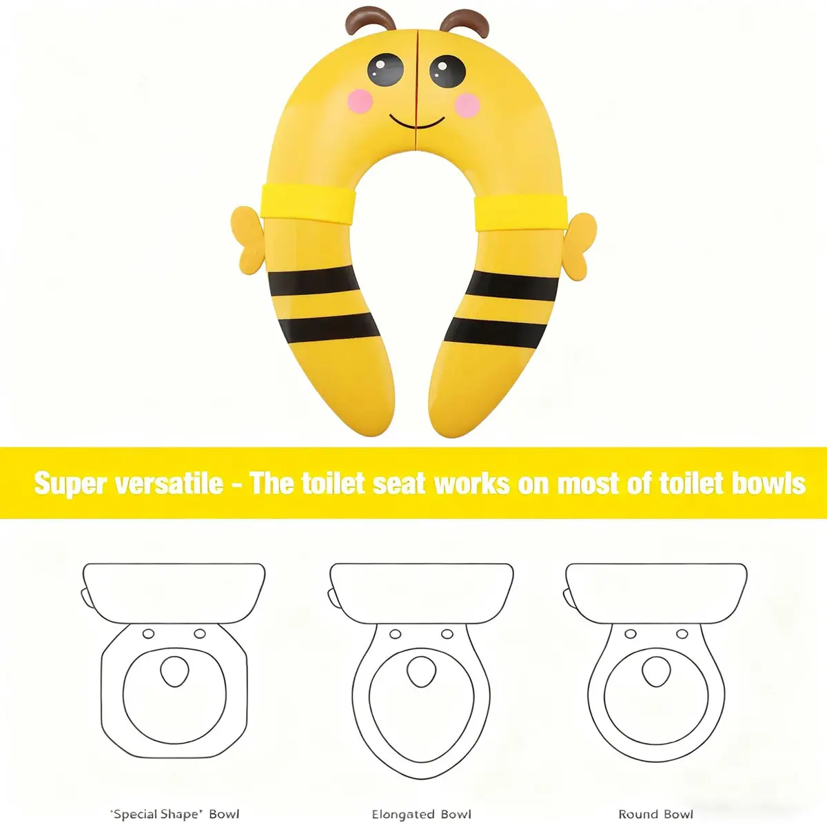 PandaEar Folding Travel Toilet Seat for Kids | Yellow Silicone Potty Training Seat with Non-Slip Pads (1 Unit) - view 7