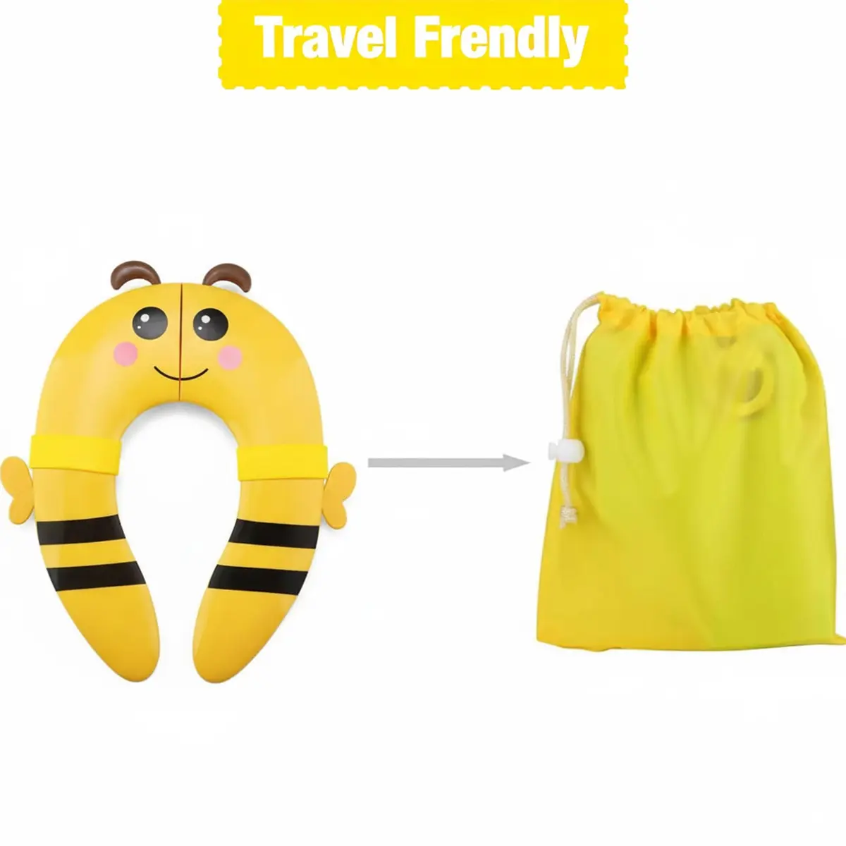 PandaEar Folding Travel Toilet Seat for Kids | Yellow Silicone Potty Training Seat with Non-Slip Pads (1 Unit) - view 4