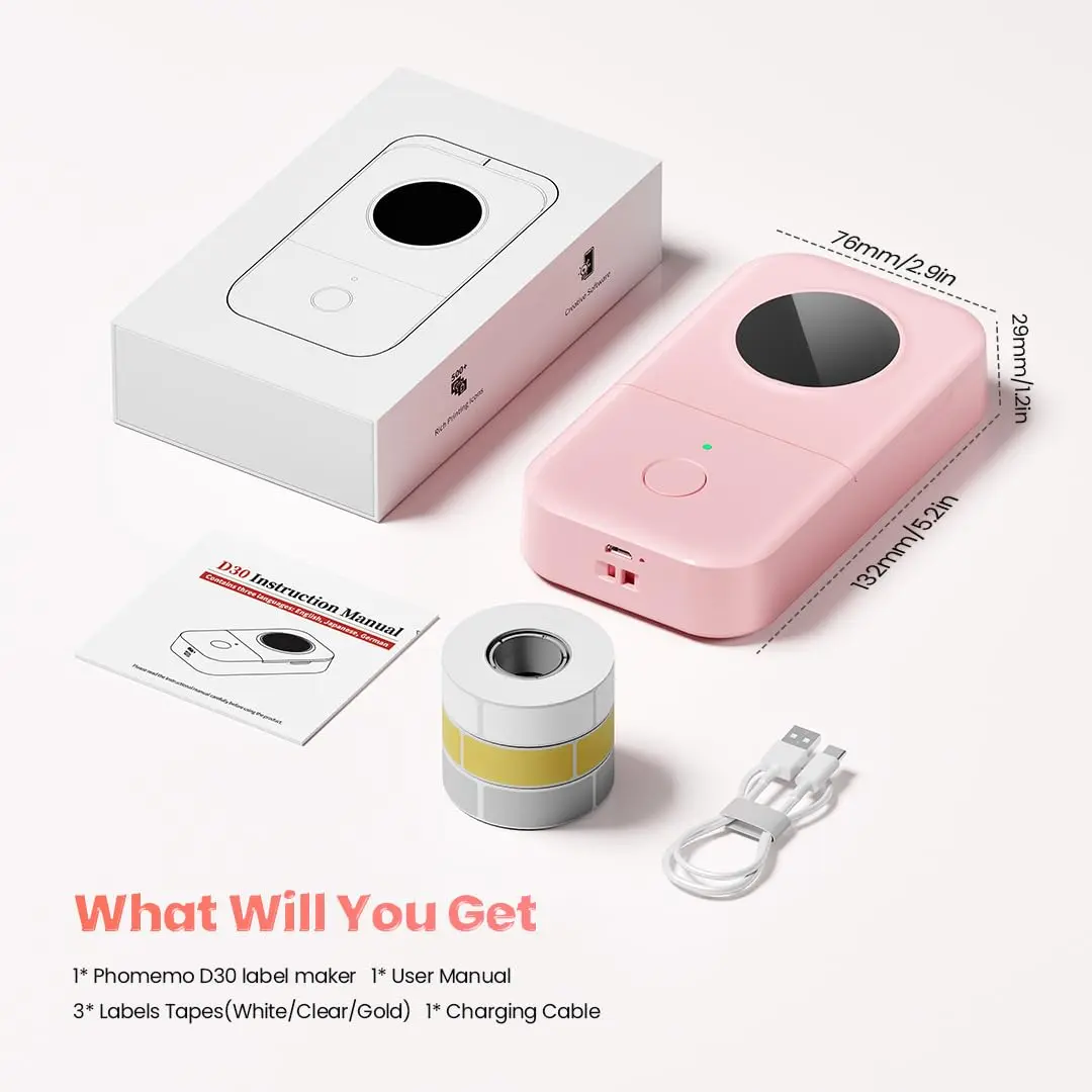 Phomemo D30 Portable Thermal Label Printer 160g (0.35 LB) | Bluetooth 4.0 Mini Machine - view 7
