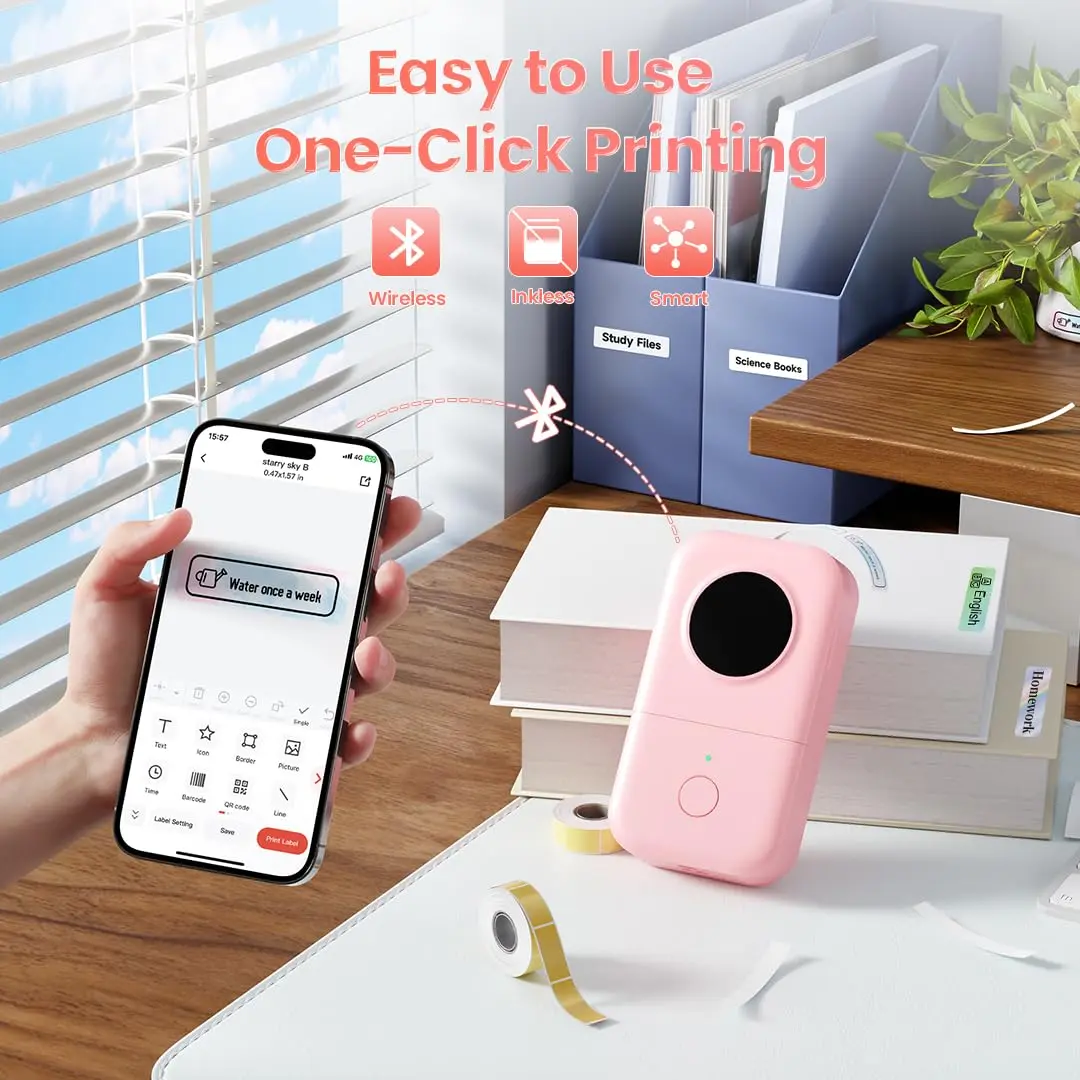 Phomemo D30 Portable Thermal Label Printer 160g (0.35 LB) | Bluetooth 4.0 Mini Machine - view 3