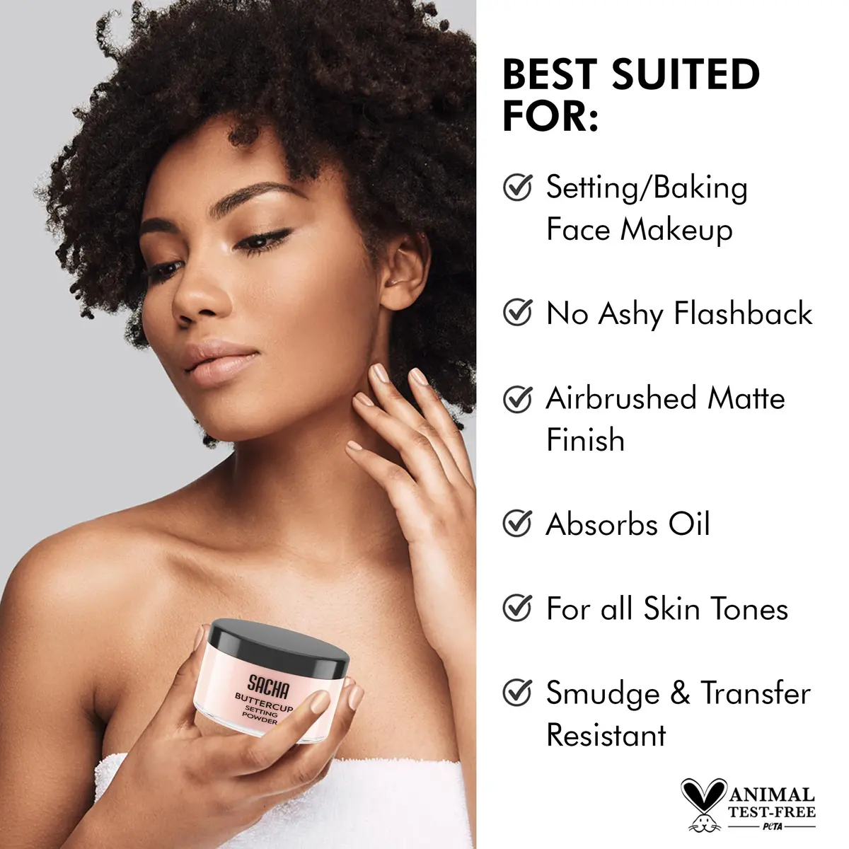 Sacha Buttercup Rosé Setting Powder 1.75 oz | All Skin Tones, Long-Wear Matte Finish - view 3