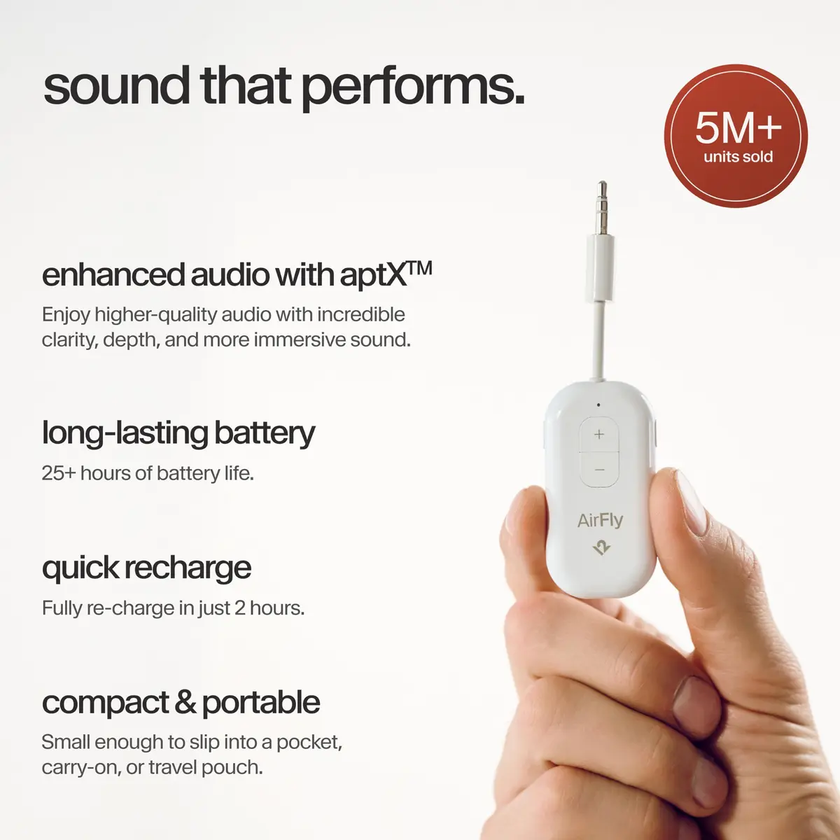 Twelve South AirFly Pro 2 Bluetooth Adapter for AirPods & Wireless Headphones | 3.5mm AUX Transmitter/Receiver - view 5