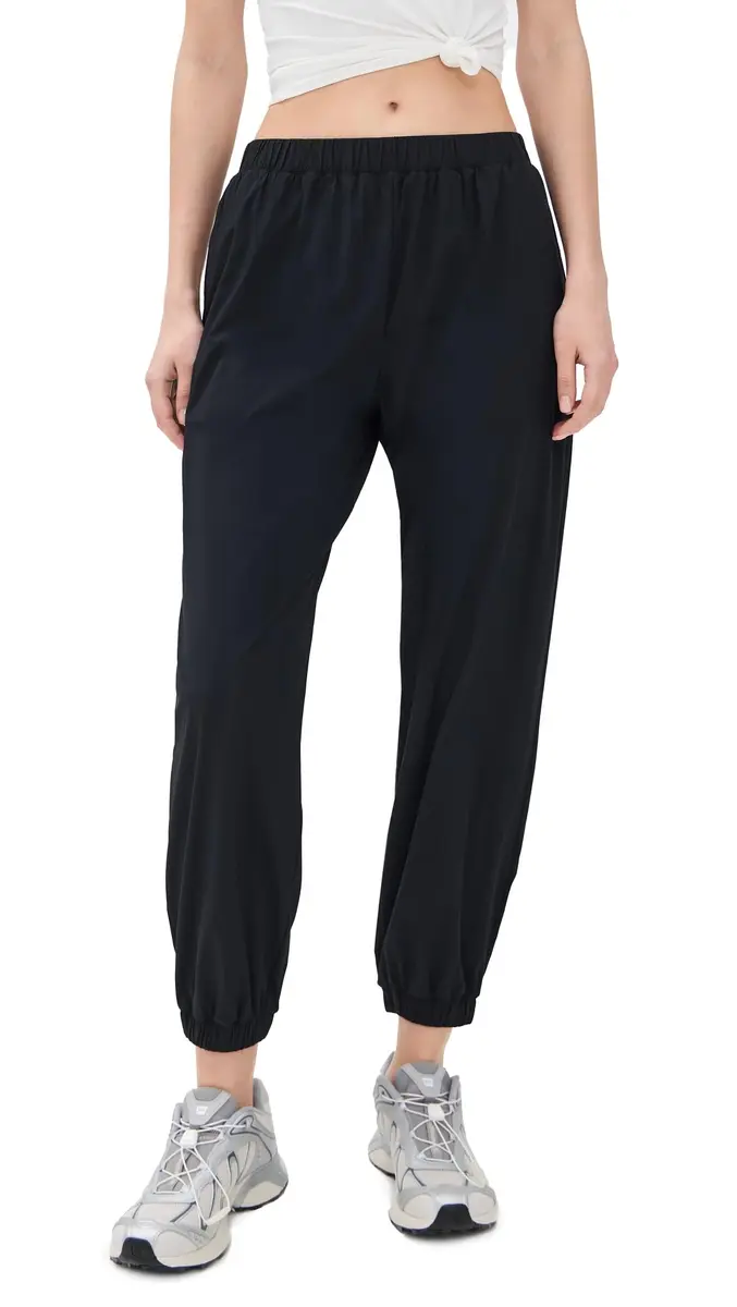 Splits59 Megan Woven Nylon Joggers Black | Lightweight, Breathable & Moisture-Wicking Active Pants - main product image