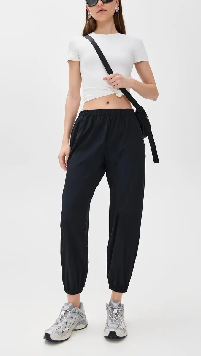 Splits59 Megan Woven Nylon Joggers Black | Lightweight, Breathable & Moisture-Wicking Active Pants - view 5