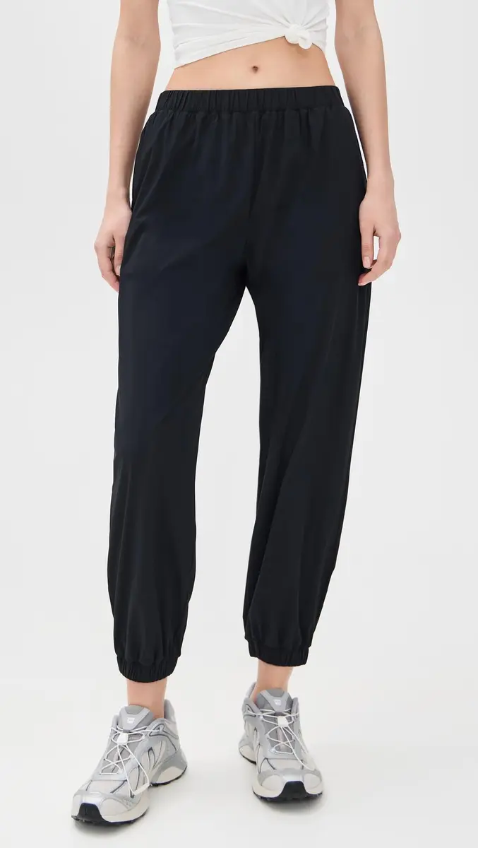 Splits59 Megan Woven Nylon Joggers Black | Lightweight, Breathable & Moisture-Wicking Active Pants - view 2