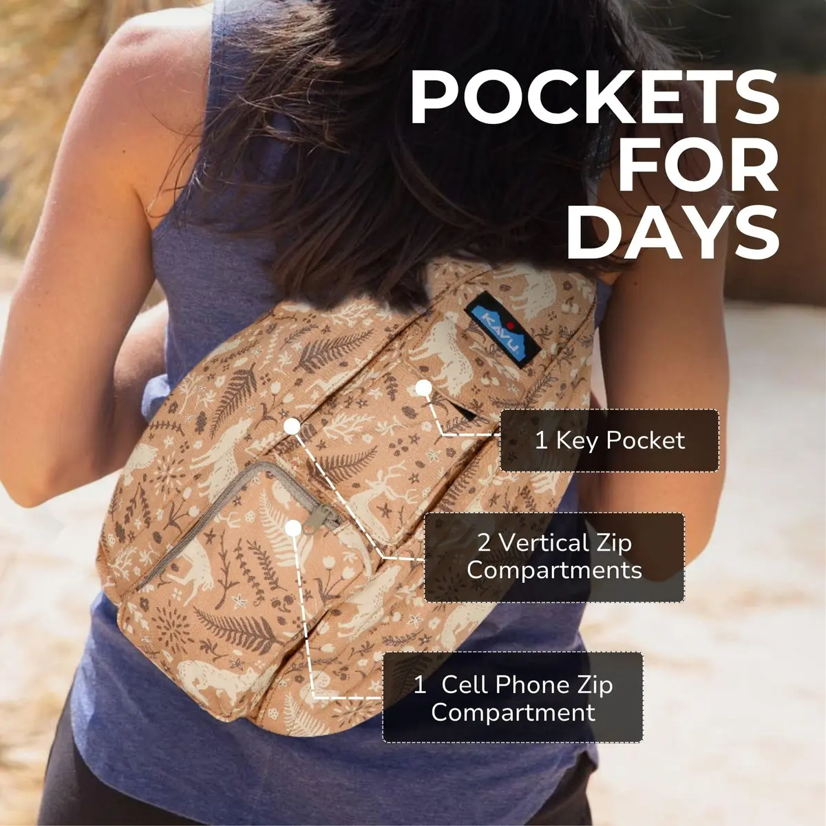 KAVU Rope Bag, Cotton Canvas Crossbody for Travel, Dream Trail | Iconic 10L Unisex Sling - view 4