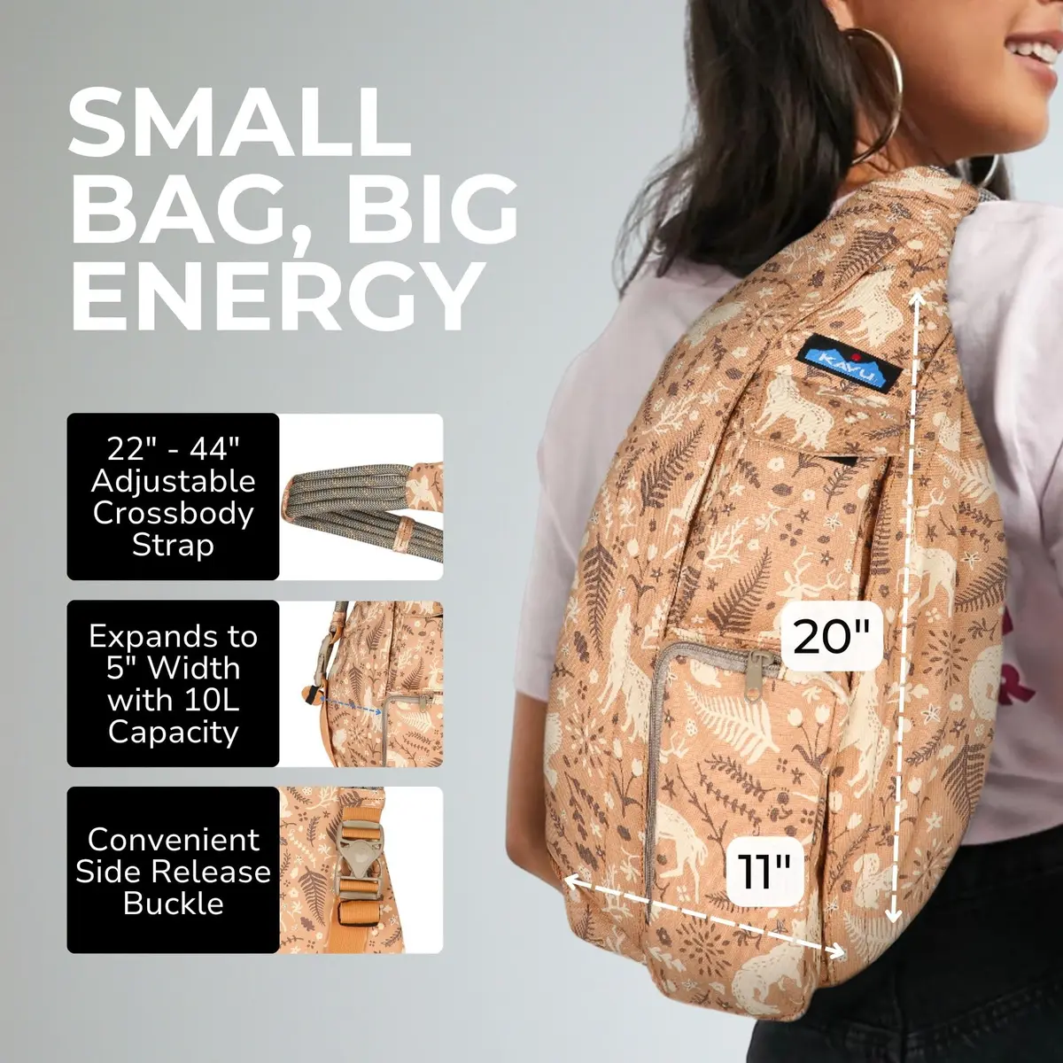 KAVU Rope Bag, Cotton Canvas Crossbody for Travel, Dream Trail | Iconic 10L Unisex Sling - view 5
