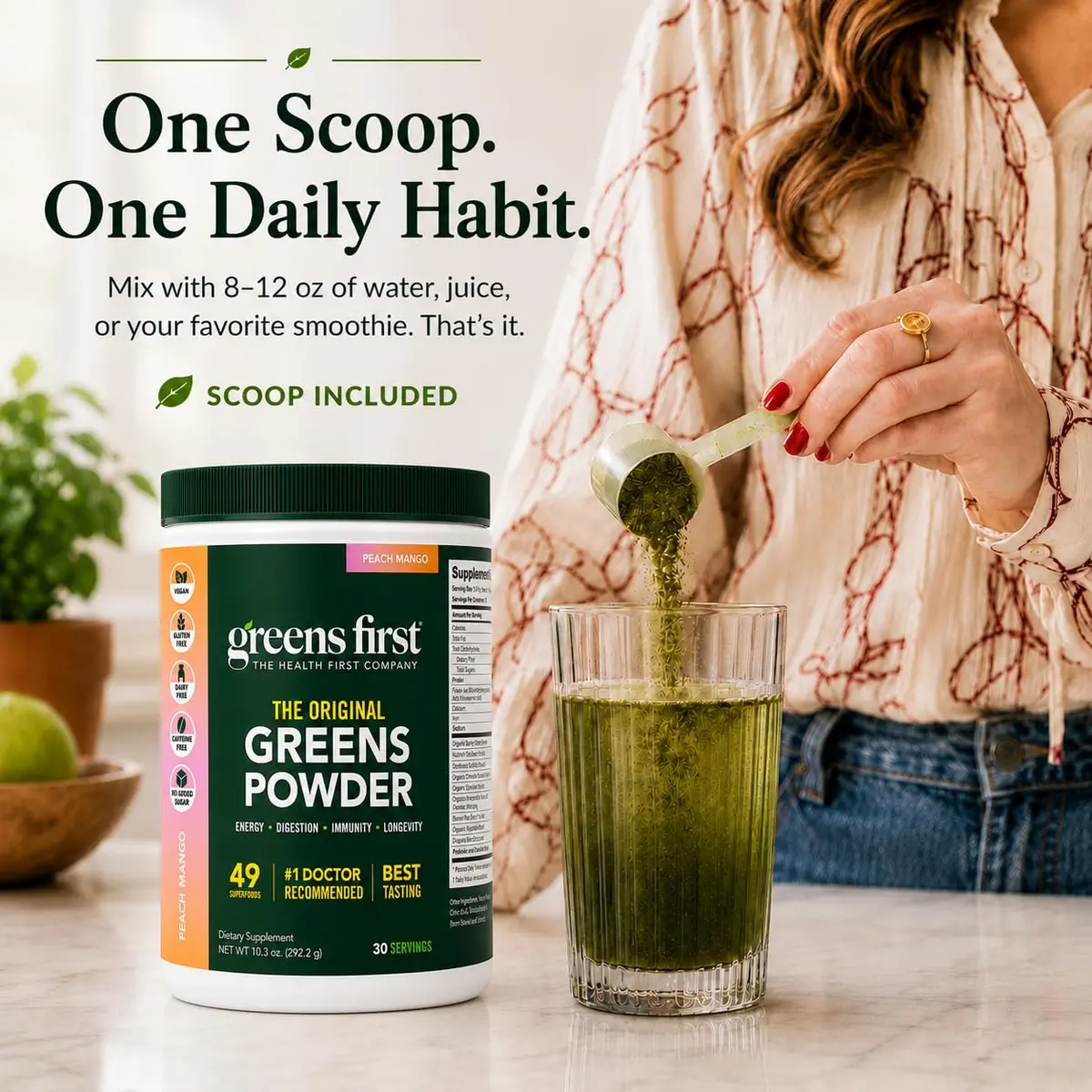 Greens First Original Greens Powder Peach Mango 10.3oz | Trusted Daily Nutrition - view 8